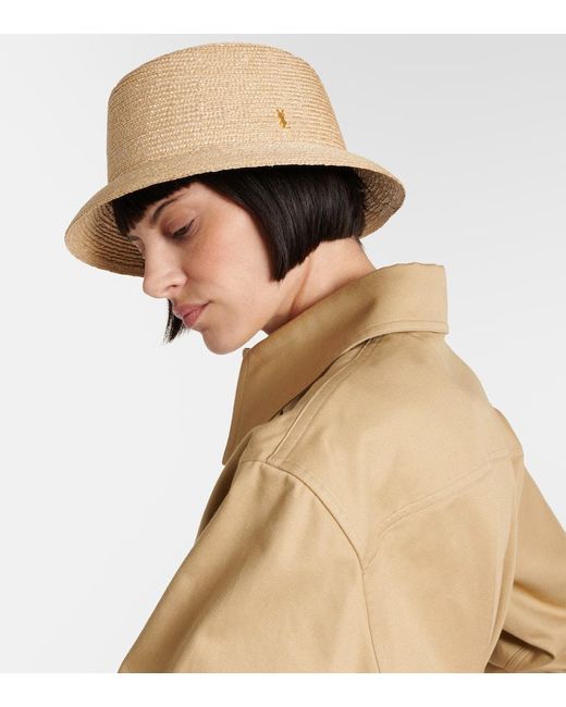 Saint Laurent Maglina Straw Bucket Hat in Natural | Lyst