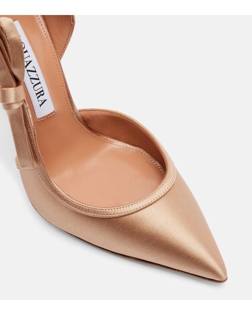 Aquazzura Brown Soave 105 Bow-Detail Satin Pumps