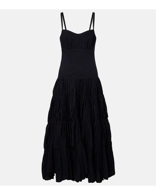 Ulla Johnson Black Emmalina Cotton Voile Midi Dress