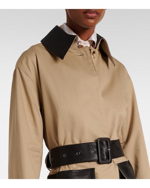 Joseph Natural Zaman Leather-Trimmed Cotton Trench Coat