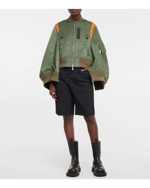 Sacai Synthetic Denim-paneled Bomber 