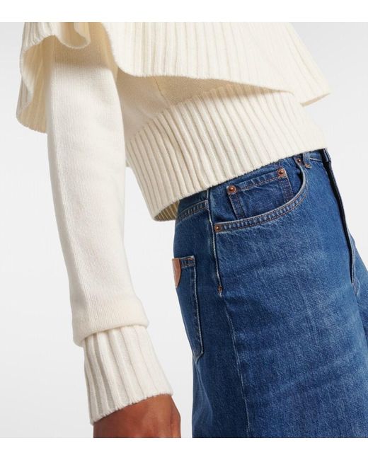 Chloé White Caped Wool And Cashmere Top