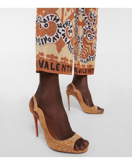 Christian Louboutin Brown Nudes Degrachick Suede Sandals