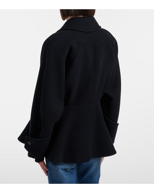 Chloé Black Peplum Wool-Blend Coat