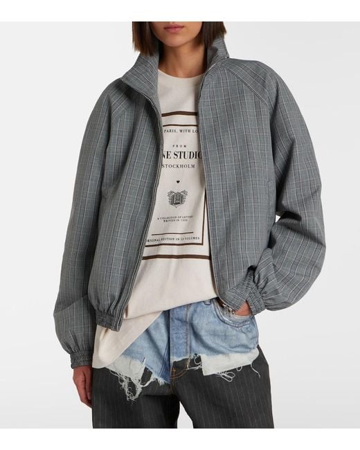 Acne Gray Checked Technical Jacket
