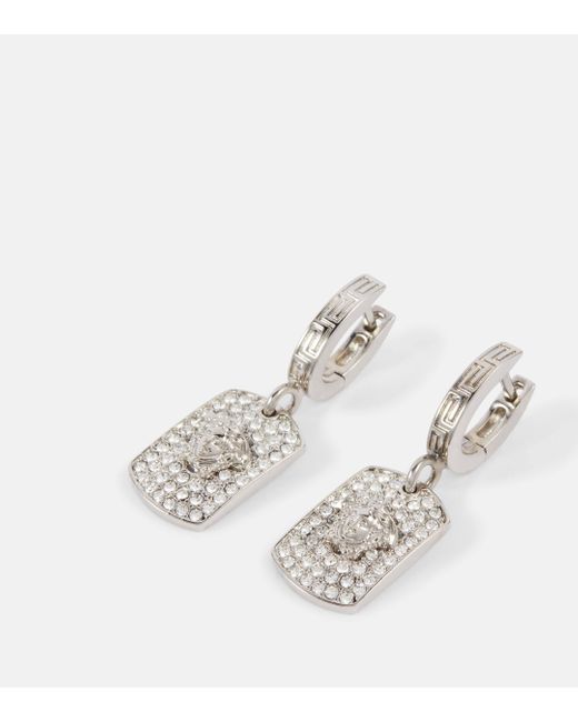 Versace White Medusa Crystal-embellished Earrings
