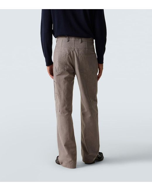 Dries Van Noten Gray Printed Cotton Chinos for men