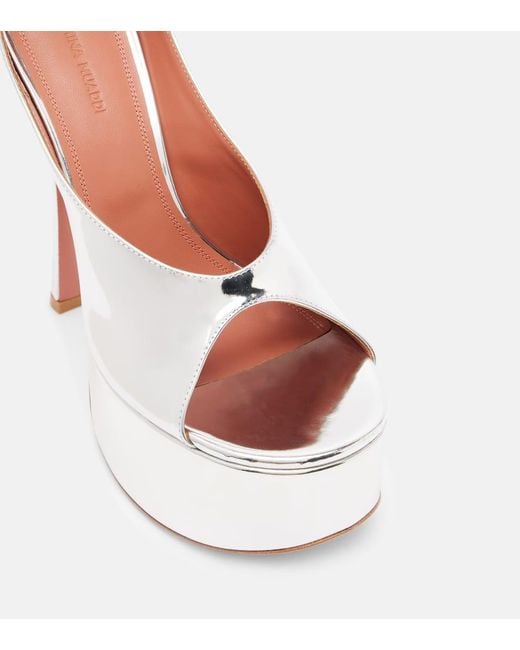 AMINA MUADDI Pink Anok 155 Patent Leather Platform Pumps