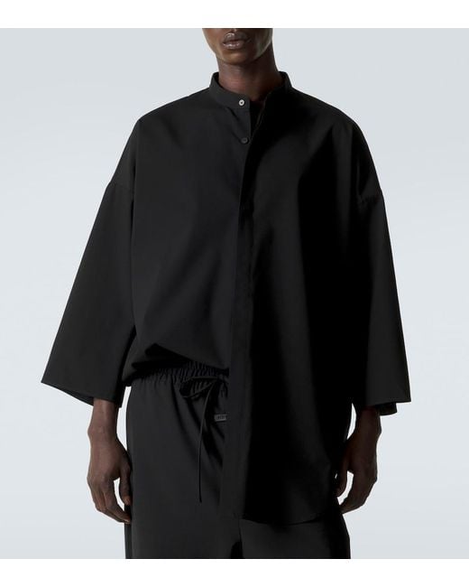 Fear Of God Black Oversized Cotton And Wool Shirt for men