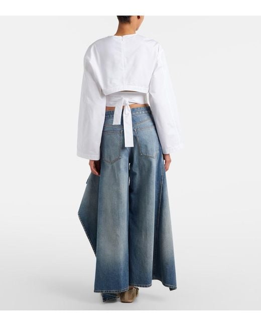 Alaïa Blue Ruffled Wide-Leg Jeans