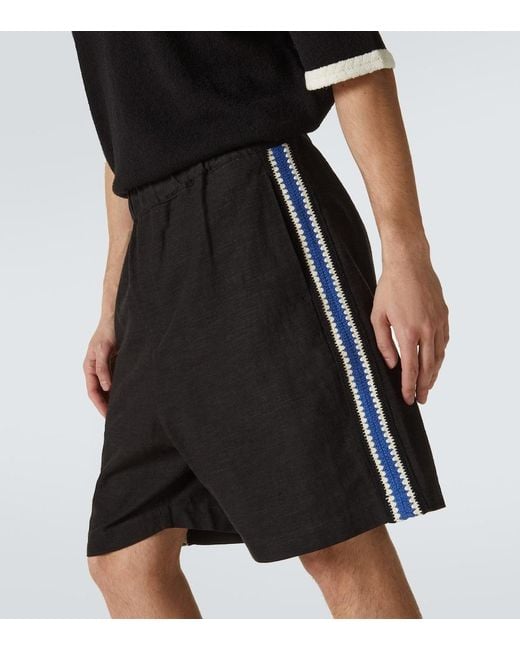 Commas Black Crochet-Trimmed Shorts for men