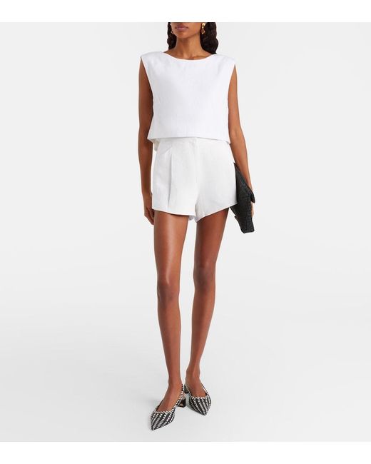 Posse White Martina Cropped Linen Top