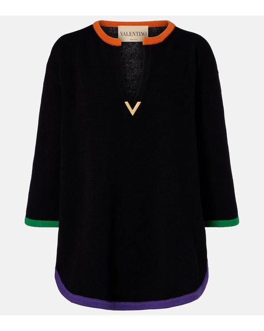 Valentino Black Vgold Virgin Wool Sweater