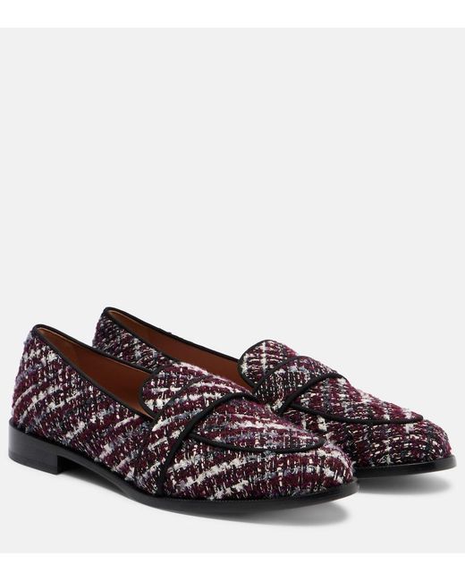 Aquazzura Brown Martin Tweed Loafers