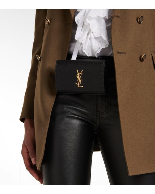 Saint Laurent Kate Leather Belt Bag in Black | Lyst