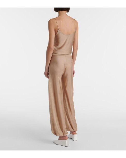 Alaïa Natural Knitted Wide-Leg Pants