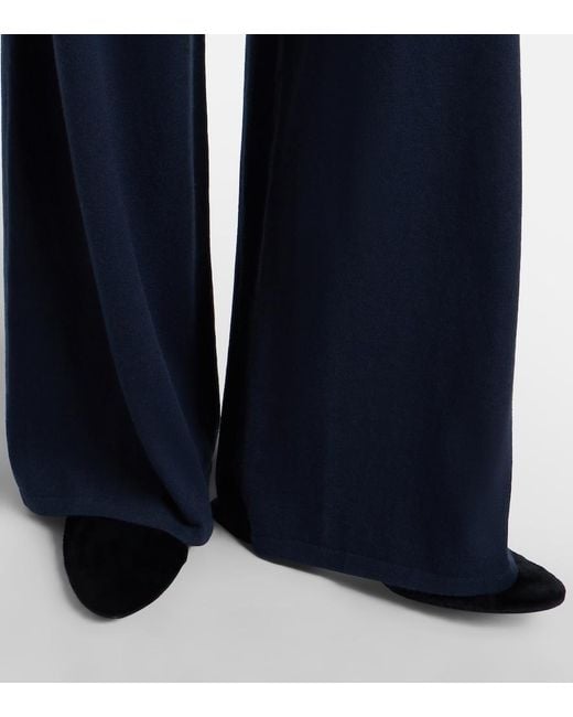 Lisa Yang Blue Aina Cotton And Cashmere Wide-Leg Pants