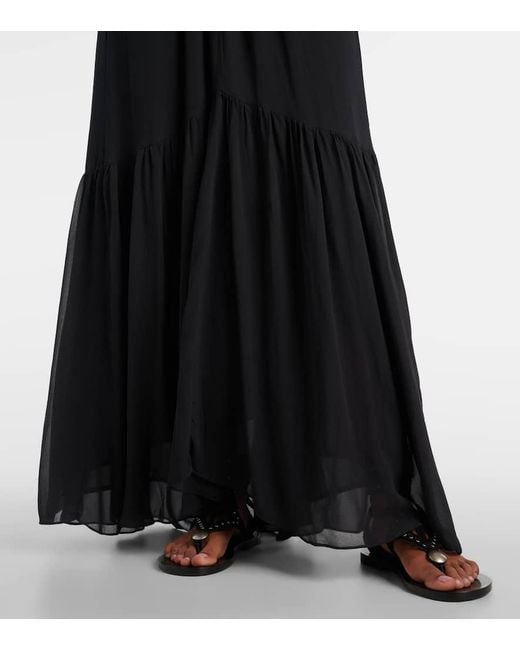Isabel Marant Black Briane Shirred Maxi Dress