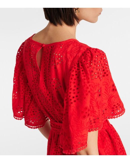 Melissa Odabash Red Kara Cotton Broderie Anglaise Minidress