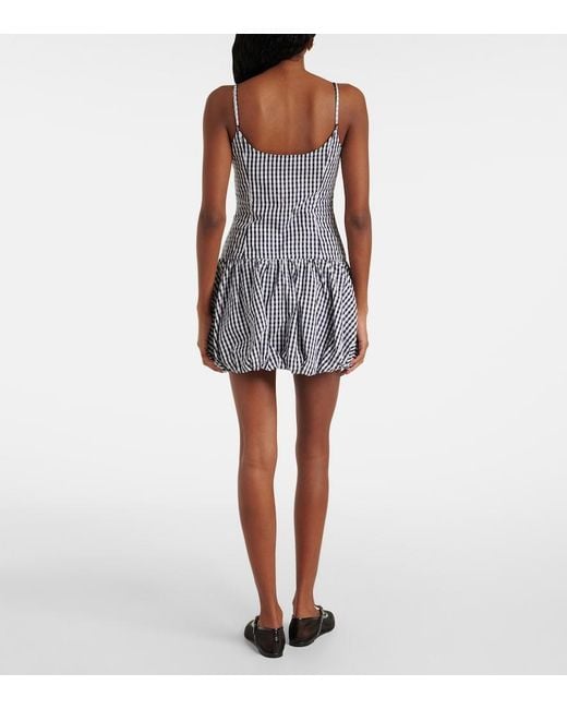 Faithfull The Brand Blue Gingham Gathered Cotton Poplin Minidress