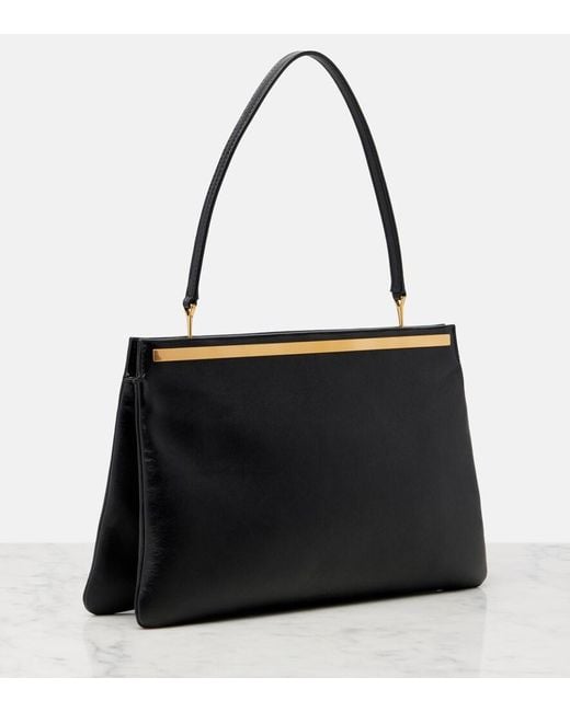 The Row Black Elise Medium Leather Shoulder Bag
