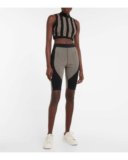 Crop Top En Mezcla De Lana Con Monograma Balmain de color Black