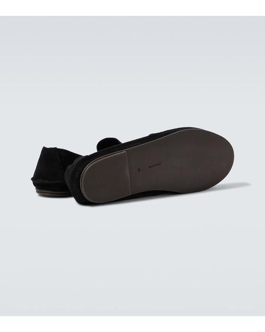 The Row Black Tyler Suede Loafers for men