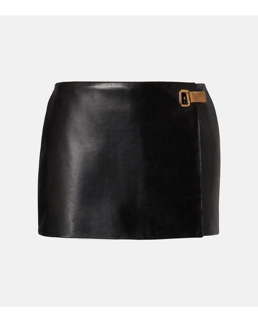 Balenciaga Black Leather Skort
