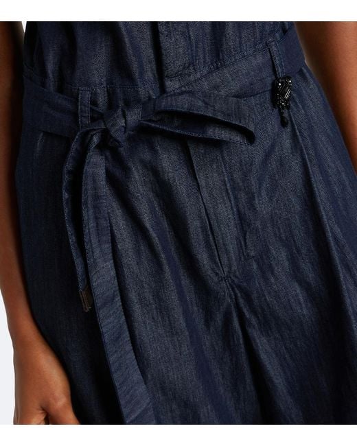 Max Mara Blue Wide-Leg Denim Jumpsuit