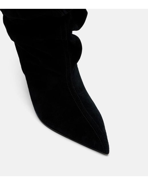 Balmain Black Suede Over-The-Knee Boots