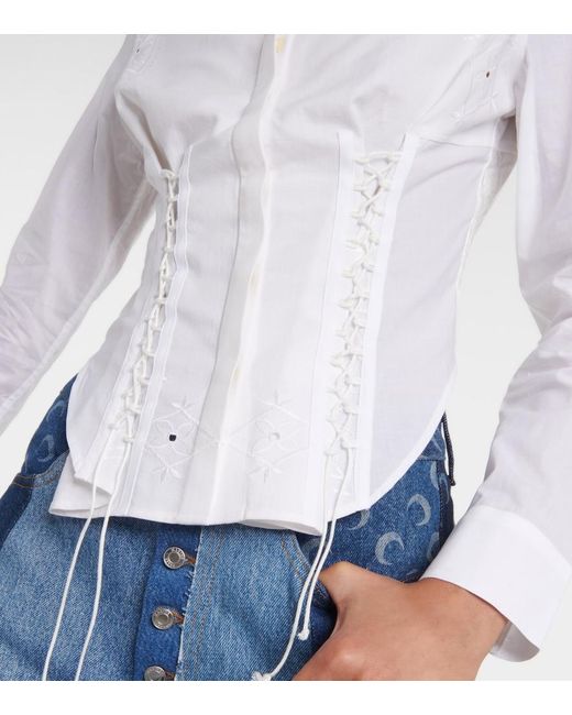MARINE SERRE White Regenerated Household Linen Shirt - Women's - Viscose/acetate/cotton/spandex/elastane