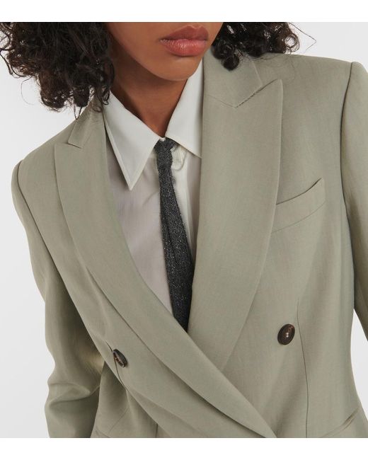 Brunello Cucinelli Gray Double-Breasted Blazer