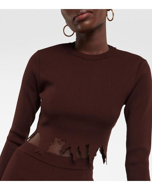 J.W. Anderson Brown Distressed Crop Top