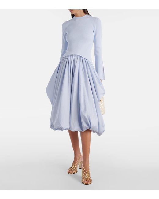 Jonathan Simkhai Blue Kenlie Taffeta-Trimmed Midi Dress