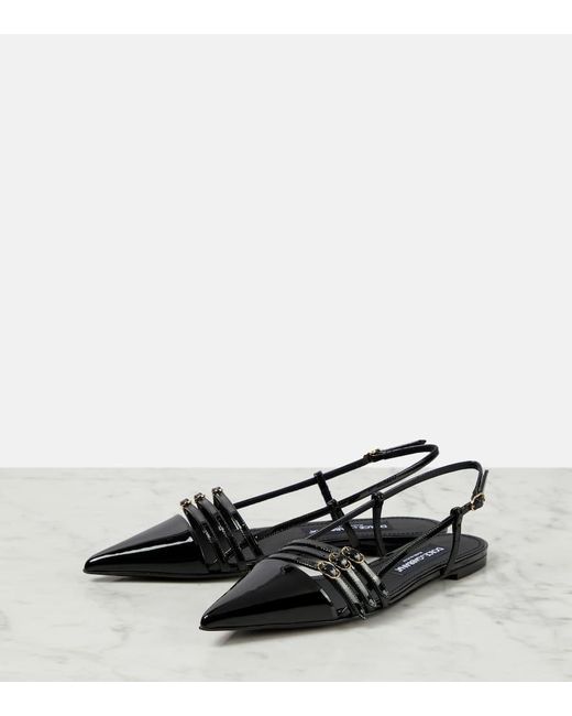 Dolce & Gabbana Patent Leather Slingback Ballet Flats in Black | Lyst