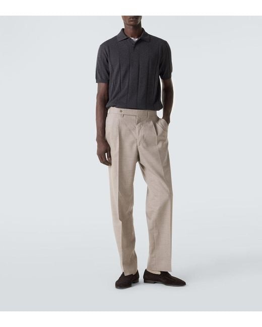 Canali Black Virgin Wool Polo Sweater for men