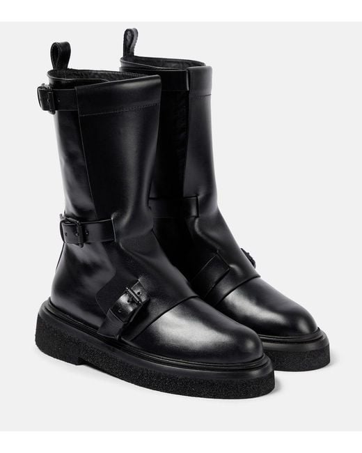 Botas altas de piel con hebillas Max Mara de color Black