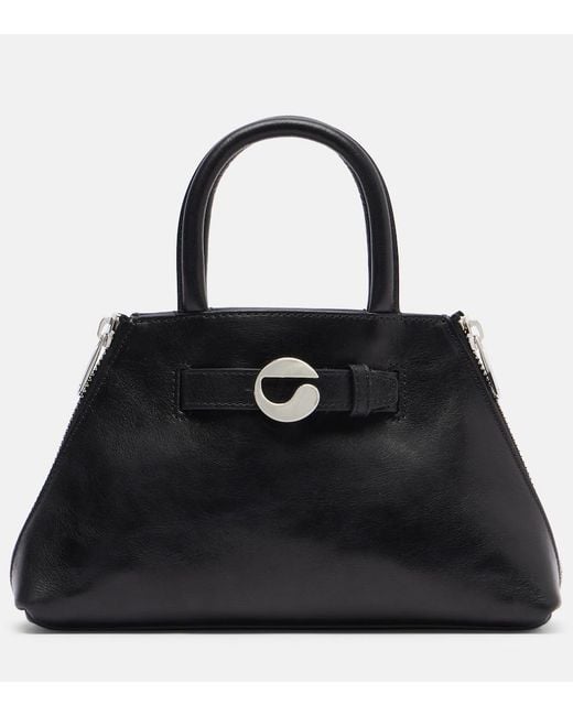 Coperni Black Data Mini Leather Tote Bag