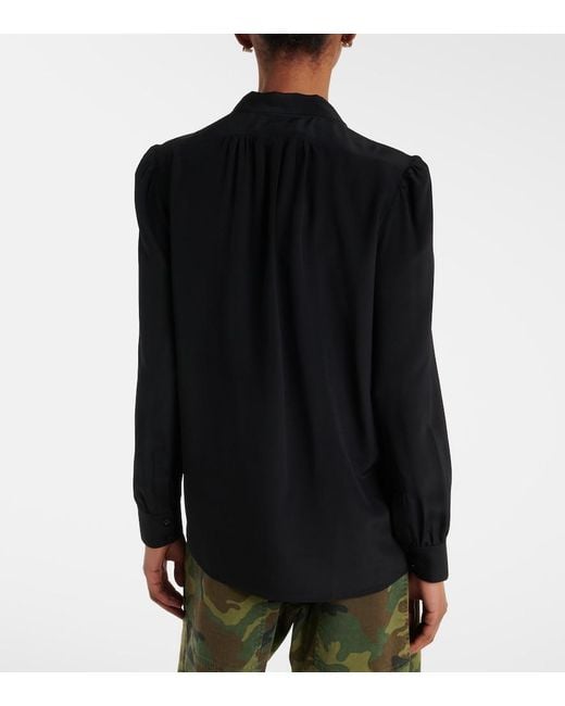 Nili Lotan Black Colt Tie-Neck Silk Blouse