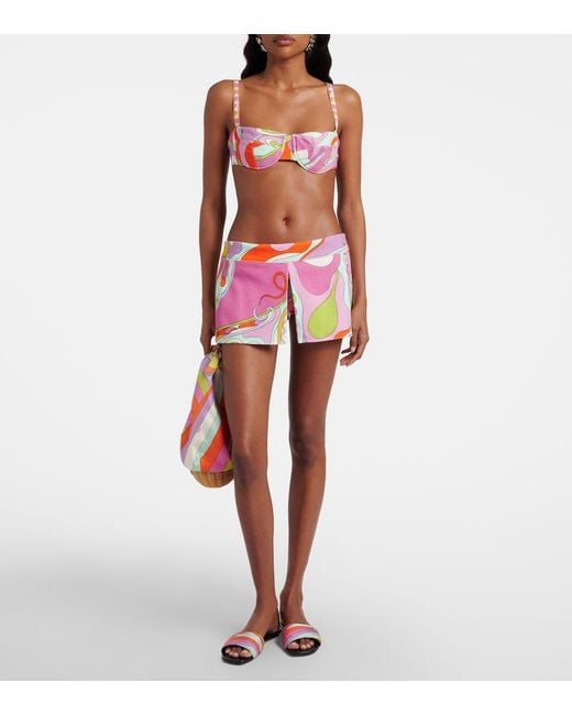 Emilio Pucci Pink Orchidee Cotton Terry Bikini Top