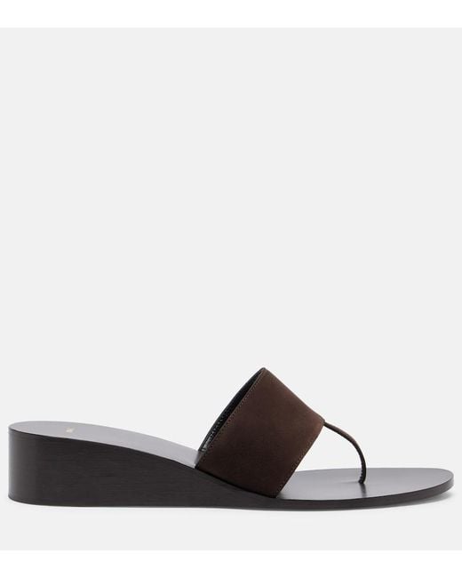 Jude Brown Lucille Leather Wedge Thong Sandals