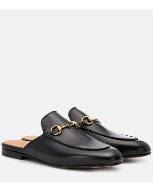 Chaussons De Ville En Cuir À Mors De Cheval Princetown Gucci en coloris Black