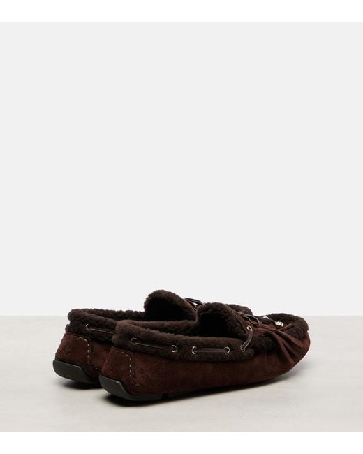 Jimmy Choo Brown Manon Fringed Suede Boat Shoes