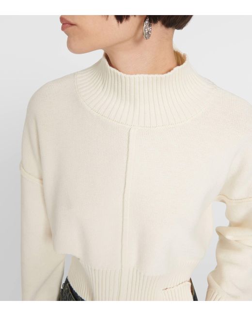 MM6 by Maison Martin Margiela White Distressed Cotton And Wool Sweater