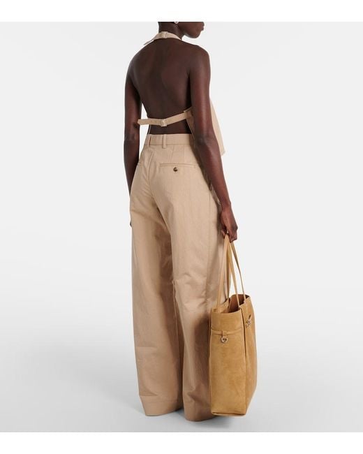 Wardrobe NYC Natural Halterneck Cotton-Blend Drill Top