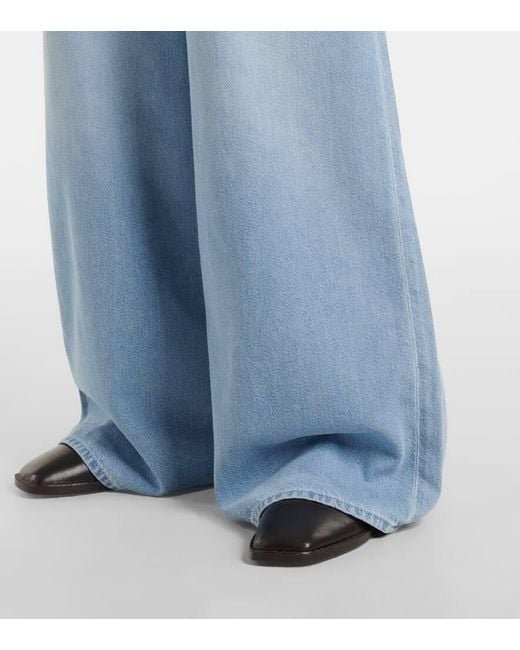 7 For All Mankind Blue High-Rise Wide-Leg Jeans Pull On