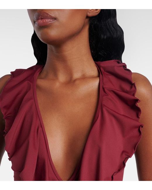 Chloé Red Ruffled Swimsuit