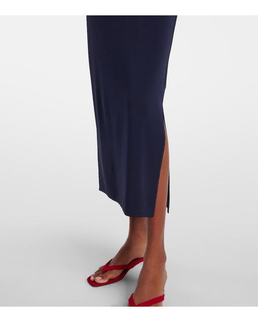 Polo Ralph Lauren Blue High-Neck Jersey Maxi Dress