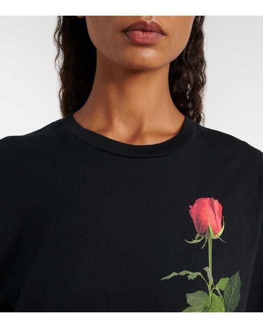 Simone Rocha Black Bedrucktes T-Shirt Aus Baumwoll-Jersey