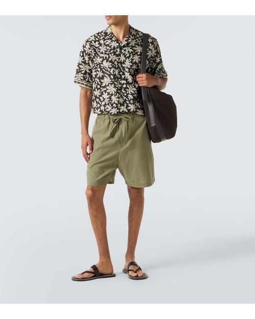 Commas Black Printed Cotton And Silk Bowling Shirt for men